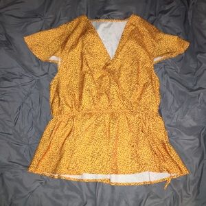 Shein Orange Mock Wrap Top